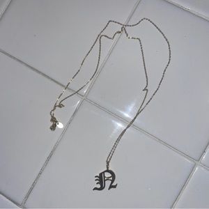 Old English Initial N Pendant Necklace Gold